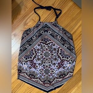 NWT Kona Sol Blue Paisley Halter Tankini Swimsuit Top Size XL